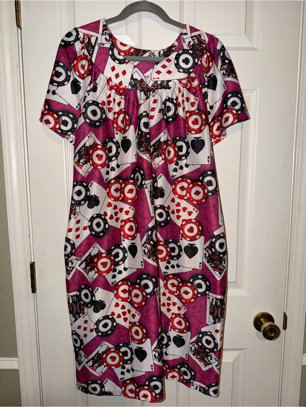Anthony Richards Vintage Casino Print Short Sleeve Patio Lounge Dress